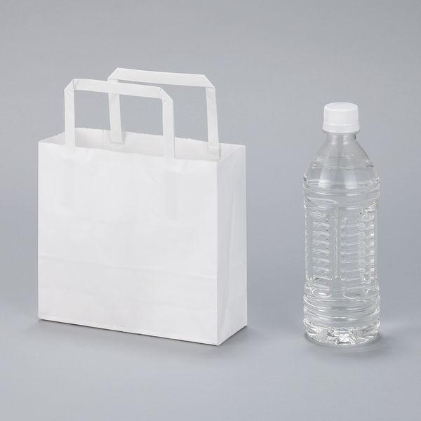平紐クラフト紙手提袋薄型エコノミー 180×165×60 白 1セット（100枚：50枚入×2袋） オリジナル