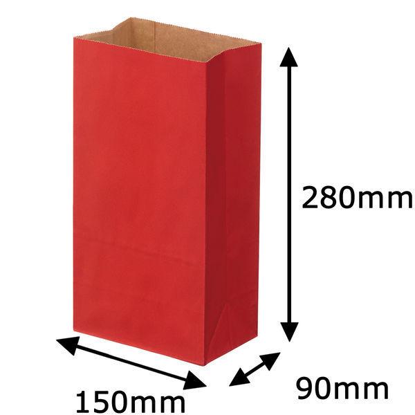 シモジマ／HEIKO カラー角底袋 赤 6号 幅150×高さ280×マチ幅90ｍｍ 1袋（100枚入）
