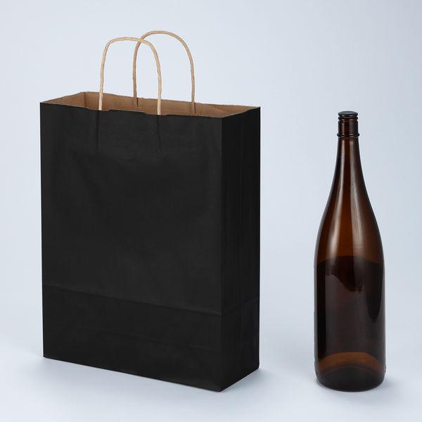スーパーバッグ　丸紐カラー手提げ紙袋　ブラック　L　　1箱（300枚入：50枚入×6袋）　　　 オリジナル