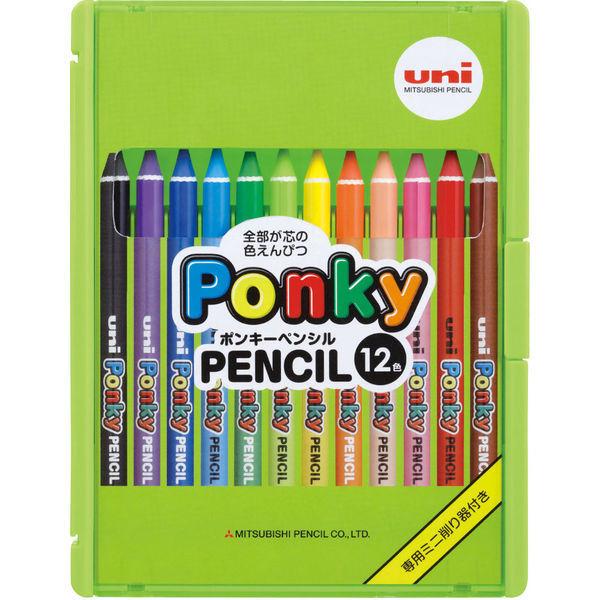 三菱鉛筆 色鉛筆ポンキーペンシル 12色 削り器付き K800PK12CLT 三菱鉛筆（uniユニ）