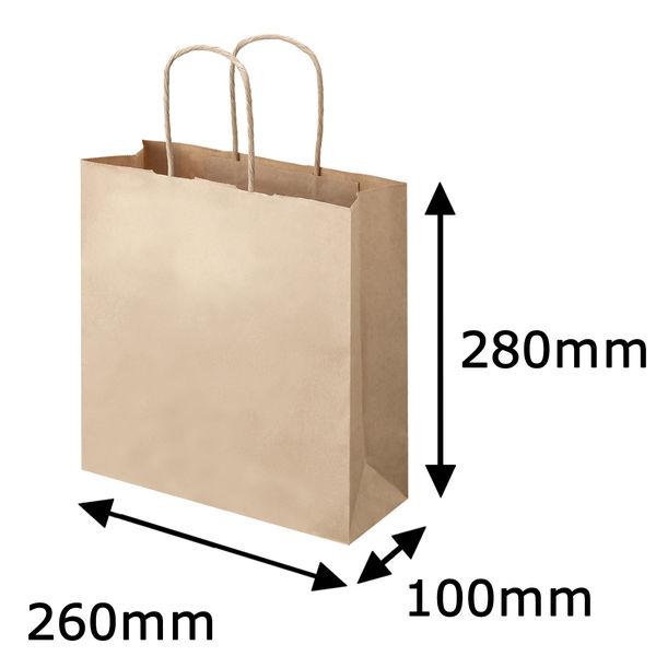 丸紐 クラフト紙手提袋ベーシック 260×280×100 茶 激安通販 オリジナル 限定モデル 1袋 50枚入