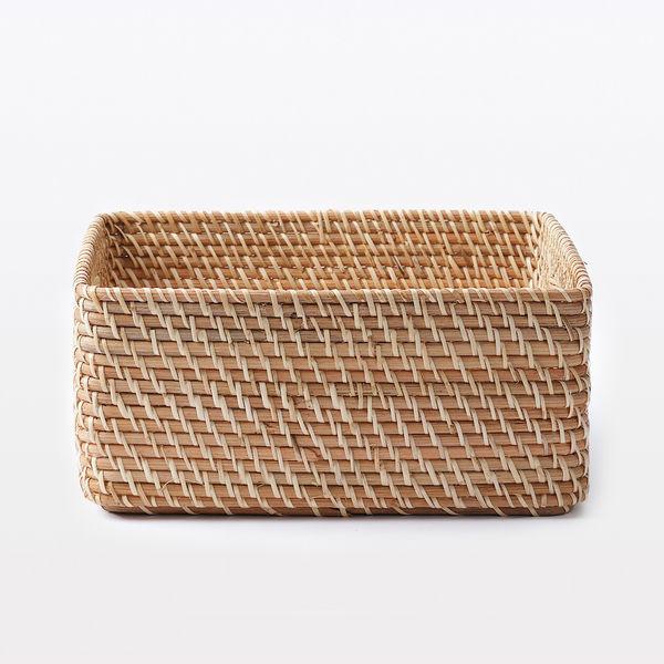超美品■MUJI/無印良品 重なるラタン角型バスケット/中　6個セット籐かご/籠 LOHACO - 無印良品 重なるラタン角型バスケット 中 （V）約幅35