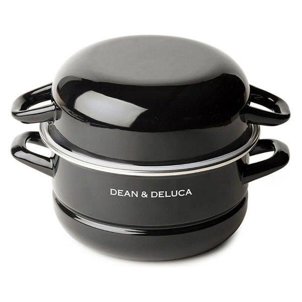DEAN ＆ DELUCA　ホーロー鍋 キャセロールL ブラック 18cm IH・直火対応（蒸し用すのこ付き）1個
