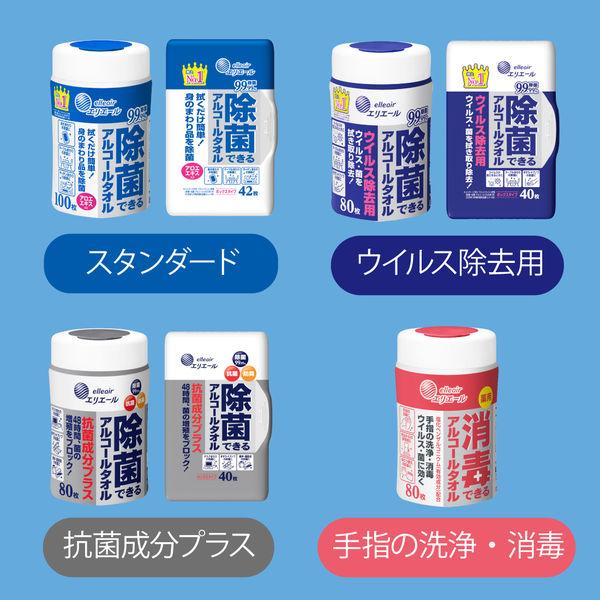 ウェットティッシュ エリエール 除菌できるアルコールタオル ウイルス除去用ボックス 本体 40枚入 2個 大王製紙