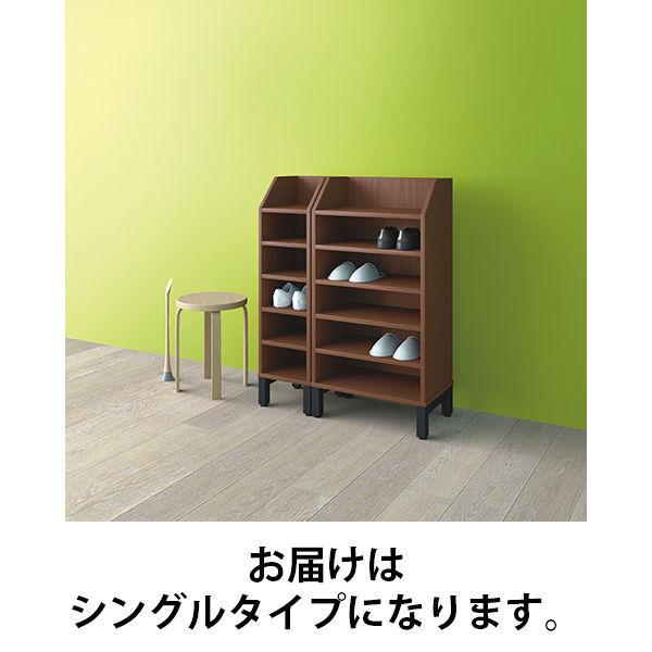 長く使える設計！アール・エフ・ヤマカワ ミーツ シューズラック シングル ウォルナット幅250×奥行326×高さ142mm 1台 6人用 6足収納 立ったまま調節