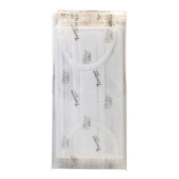 フィッティ 7DAYSマスク EXプラス やや大きめ 個包装 無香料 ホワイト 1セット（30枚入×10袋） 玉川衛材 - プリーツマスク