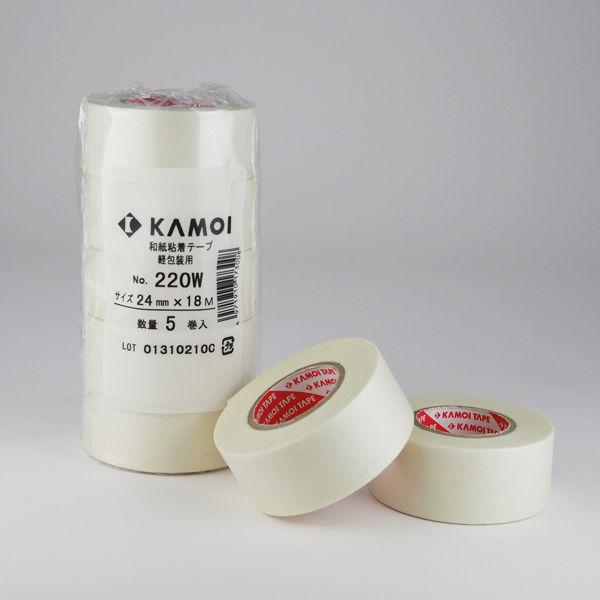 LOHACO - カモ井加工紙 和紙粘着テープ 軽包装用 白 幅24mm×長さ18m