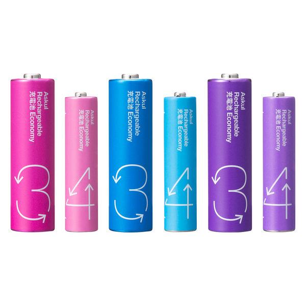 アスクルオリジナル 充電式・ニッケル水素電池 充電池 単3形 950mAh ピンク 1箱（20本入） オリジナル