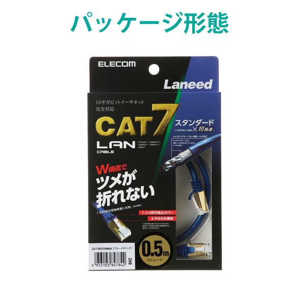 エレコム LANケーブル/CAT7/爪折れ防止/0.5m/メタリックブルー LD-TWST/BM05 1個
