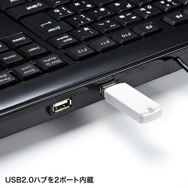 有線キーボード　メンブレン　USB2.0ハブ 2ポート内蔵　スタンダード　ブラック　SKB-SL21UHBK　サンワサプライ　1個