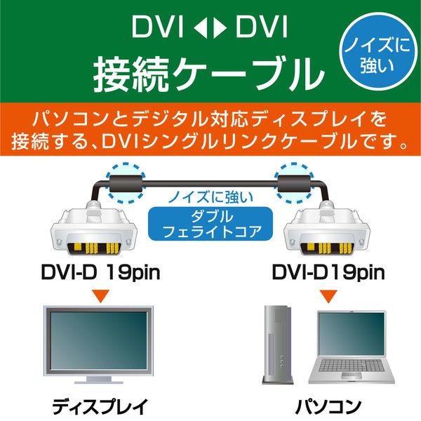 エレコム DVIシングルリンクケーブル(デジタル)/ノーマル/2m/ブラック CAC-DVSL20BK 1個