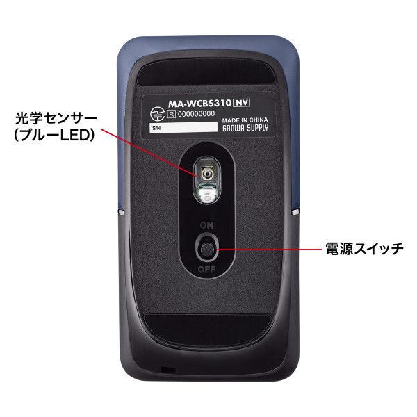 ワイヤレスマウス 無線 USB Type-C接続 超小型 静音 充電式 持ち運び向け ブルーLED SLIMO ネイビー 1個