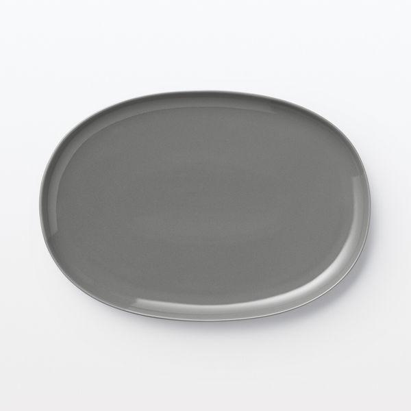 LOHACO - 無印良品 日常の器 オーバルプレート 大 グレー 約30×21.5cm