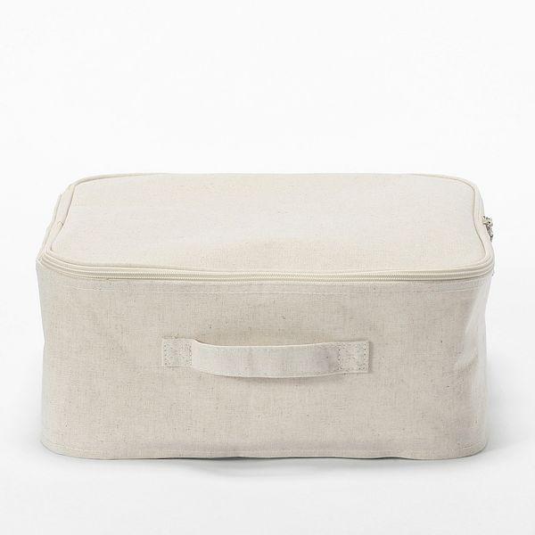LOHACO - 無印良品 ポリエステル麻 ソフトボックス 角型 小 フタ式 約