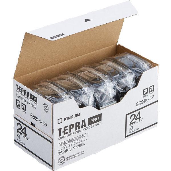 テプラ TEPRA PROテープ スタンダード 幅24mm 白ラベル(黒文字) SS24K-5P 1セット（5個入） キングジム