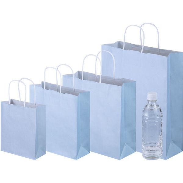手提げ紙袋　丸紐　パステルカラー　水色　M　1袋（50枚入）　スーパーバッグ オリジナル