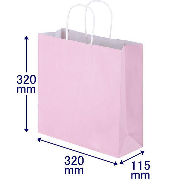 手提げ紙袋　丸紐　パステルカラー　ピンク　M　1箱（300枚：50枚入×6袋）　スーパーバッグ オリジナル