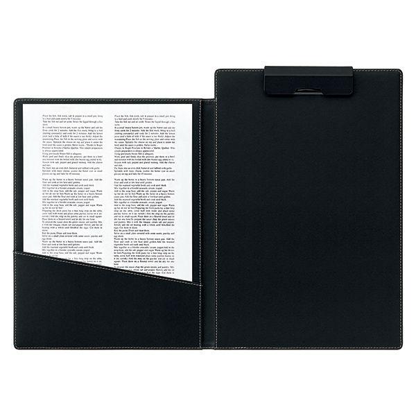 アスクル バインダー 合皮製クリップファイル A4縦 二つ折り ブラック 黒 3冊 オリジナル