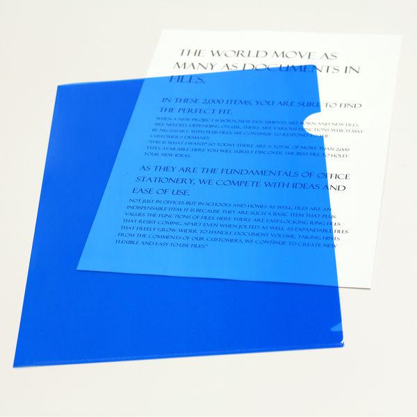 プラス カラークリアホルダー A4 濃色ブルー 青 1箱(600枚) ファイル 89811