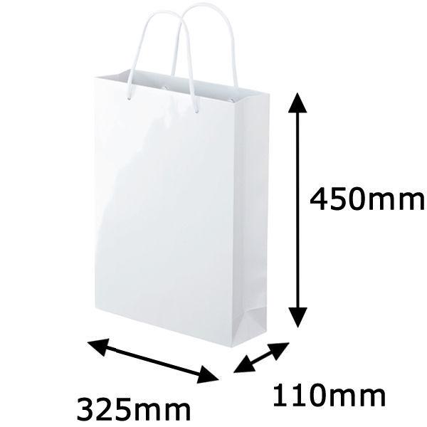 手提げ紙袋　ミラーフィルムタイプ　丸紐　ホワイト　L　1袋（5枚入）　アスクル オリジナル