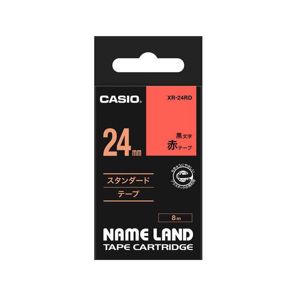 カシオ CASIO ネームランド テープ スタンダード 幅24mm 赤ラベル 黒文字 8m巻 XRー24RD
