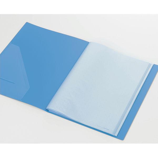 キングジム　クリアーファイル　カラーベース　Ｗ　Ａ４タテ　４０ポケット　背幅２４ｍｍ　青　１３２ＣＷアオ　１０冊