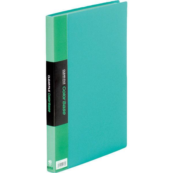 キングジム　クリアーファイル　カラーベース　Ｗ　Ａ４タテ　４０ポケット　背幅２４ｍｍ　緑　１３２ＣＷミト