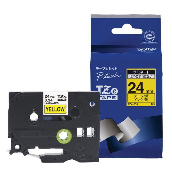ピータッチ テープ スタンダード 幅24mm 黄ラベル(黒文字) TZe-651V 1セット（5個入） ブラザー