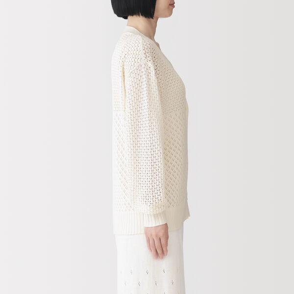LOHACO - 無印良品 婦人 コットン透かし編みニット 長袖カーディガン