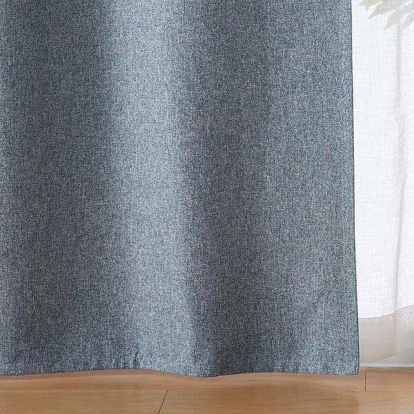 無印良品 ポリエステルドビー織ノンプリーツカーテン（防炎・遮光性） 幅100×丈135cm用 フェードブルー 良品計画
