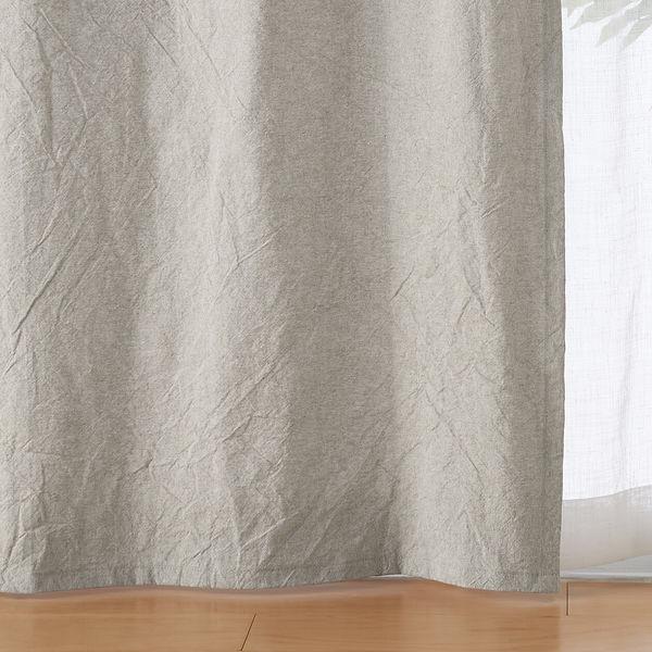 無印良品 綿洗いざらし平織ノンプリーツカーテン 幅100×丈105cm用 ペールブラウン 良品計画