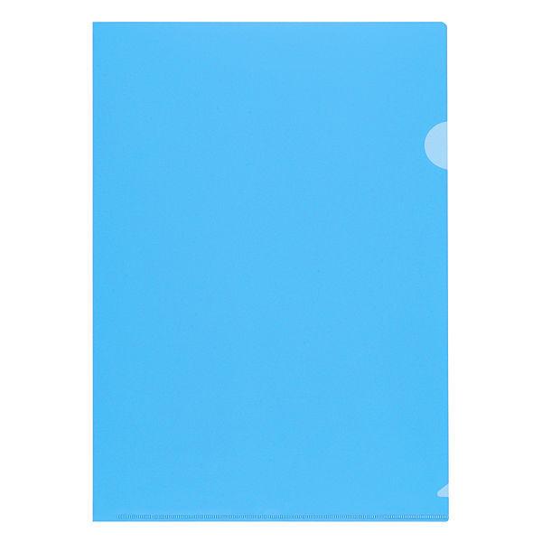 プラス 高透明カラークリアホルダー A4 ブルー 青 1箱(600枚) ファイル 80161