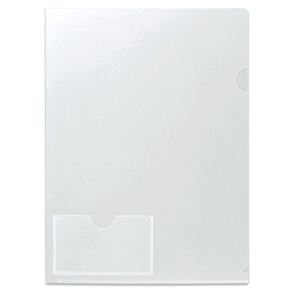 プラス カード（名刺）ポケット付きクリアーホルダー A4 1箱（100枚：10枚入×10袋） ファイル 88146