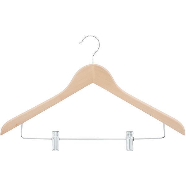 LOHACO - 木製ハンガー クリップ付 1セット（5本入）