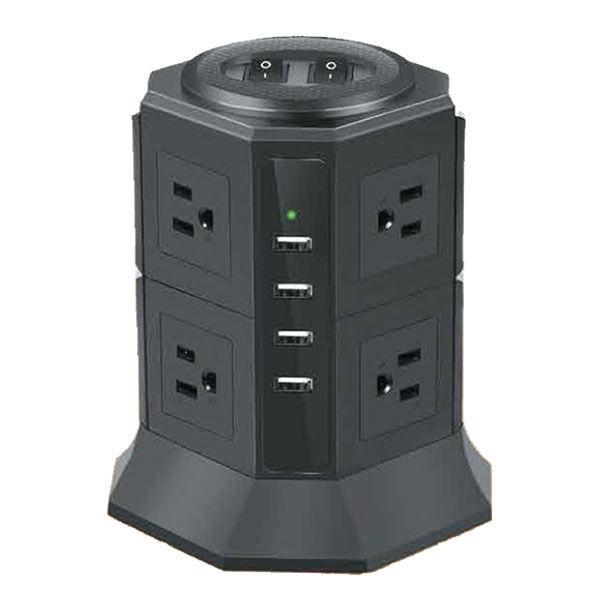 LOHACO - 延長コード タワー型電源タップ 1.9m 3P式/8個口/USB-A×4/雷
