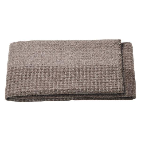 無印良品 ウールワッフルブランケット 80×130cm ライトブラウン×チャコール 良品計画