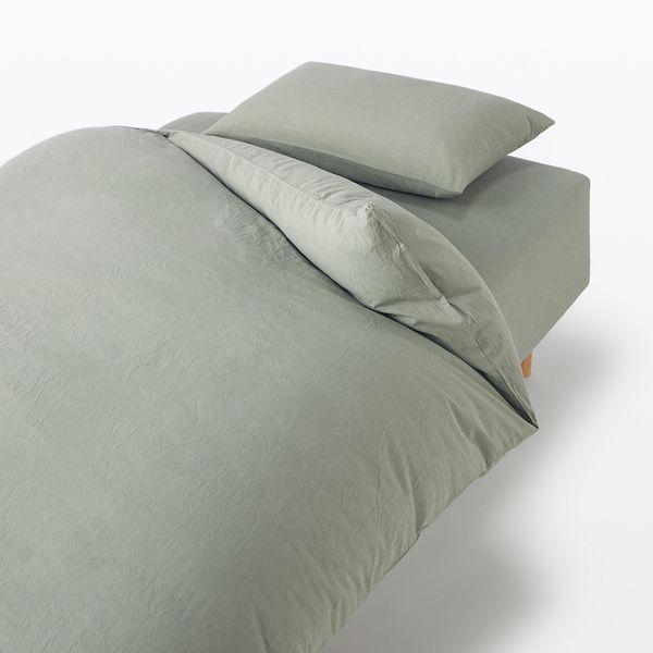 LOHACO - 無印良品 洗いざらし掛ふとんカバー D 190×210cm用 グリーン