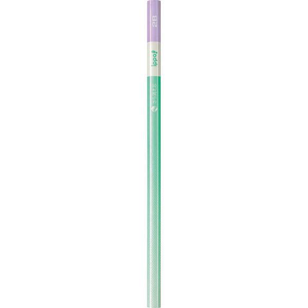 かきかたえんぴつ　きれいに消える　ippo（イッポ）　2B　六角軸　ピンク系（鉛筆×6、モノ学習用消しゴム×1）　PPB-711B　1個　トンボ鉛筆