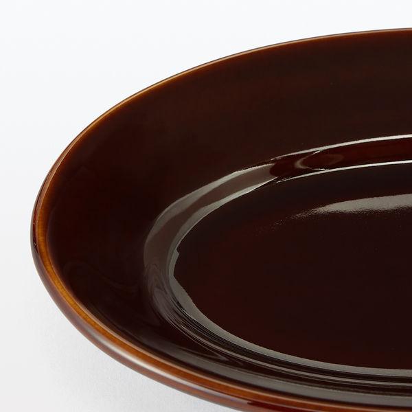 LOHACO - 無印良品 磁器 リムオーバル皿 小 飴釉 約19×13cm 1