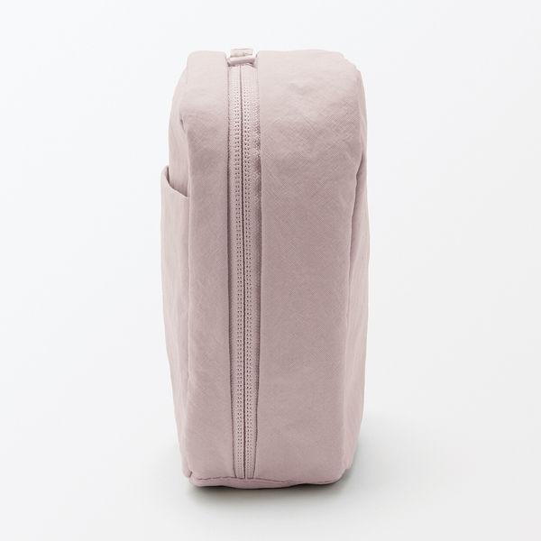LOHACO - 無印良品 リンクルナイロン 大きく開くスクエアポーチ ピンク