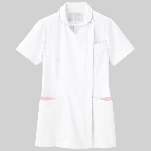 高浜ユニフォーム 女性ジャケット HB-J413 ホワイト×ピンク 希少 L 売れ筋 取寄品 医療白衣 ナースジャケット 1枚