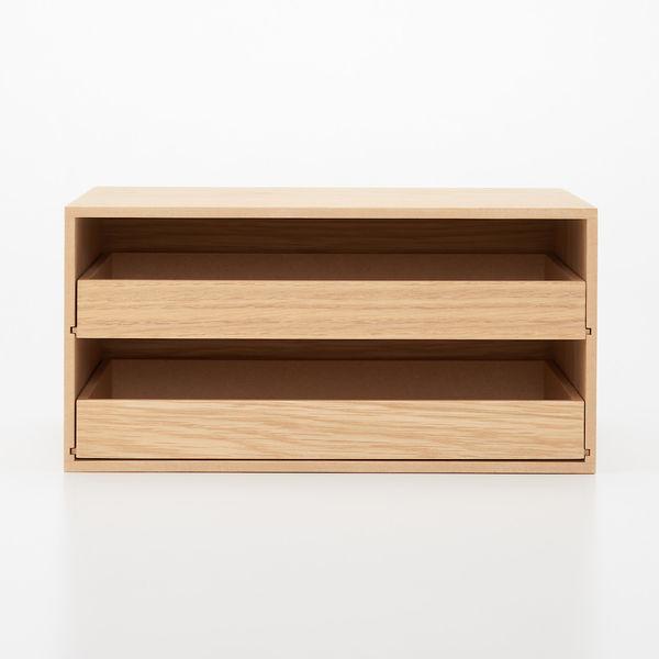 LOHACO - 無印良品 木製トレー収納2段引出 約幅25.2×奥行17×高さ12.6cm