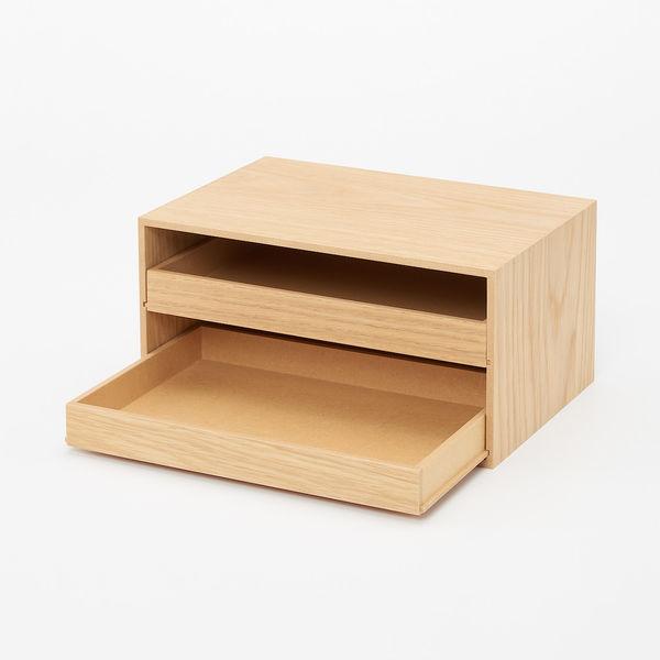 LOHACO - 無印良品 木製トレー収納2段引出 約幅25.2×奥行17×高さ12.6cm