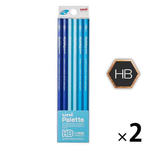 三菱鉛筆(uni) ユニパレット 鉛筆 HB 六角・パステルブルー軸 K5050HB 2ダース（24本入）