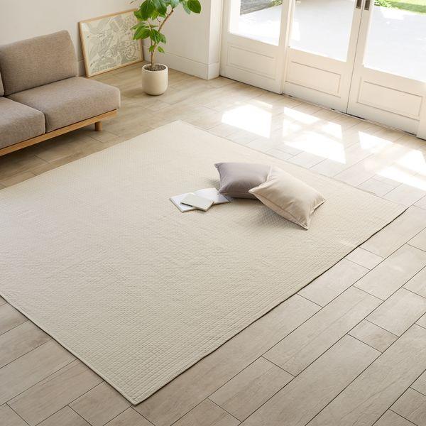 新品未使用タグ付き 無印良品 キルティングラグ205cm×245cm ブラウン LOHACO - 無印良品 洗いざらしの綿キルティングラグ こたつ下敷兼用
