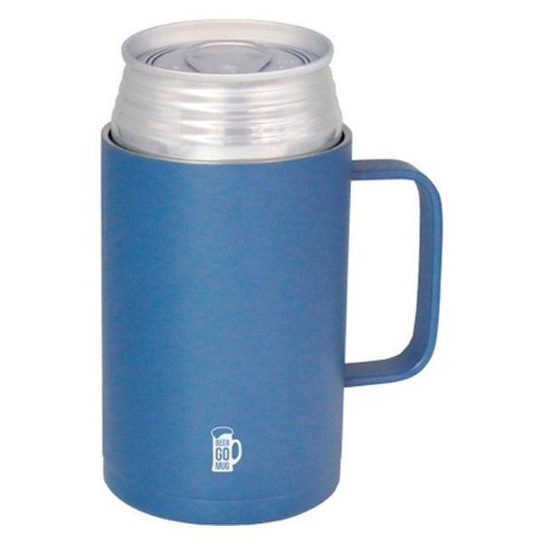 保温・保冷 缶ホルダー タンブラー 350ml BEER GOMUG ブルー ステンレス製 1個 シービージャパン