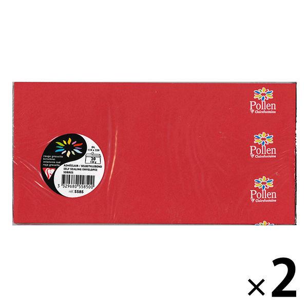 ポレン封筒 A4三つ折 レッド テープ付 2袋（20枚入×2） クレールフォンテーヌ