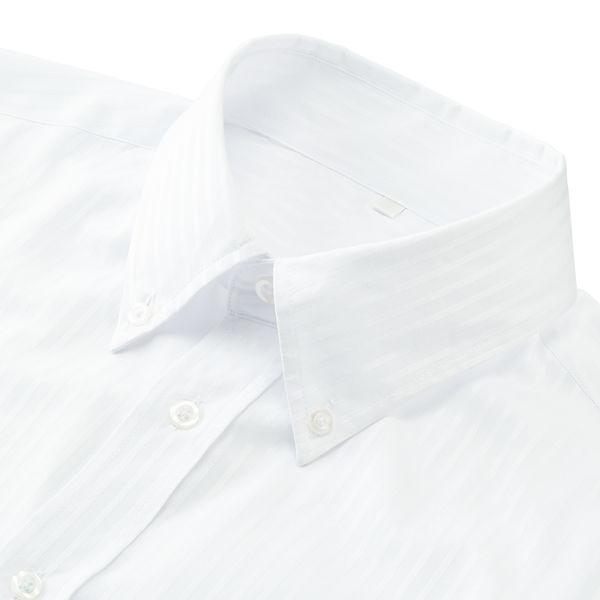 【アウトレット】ワイシャツ　長袖　紳士ボタンダウンビジネスシャツ（白大ストライプ）L LOST-002-L 1セット（2枚） AWJ　ビジネス