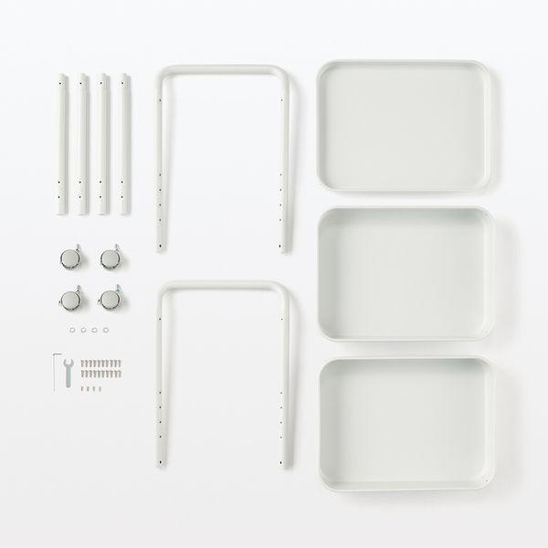 LOHACO - 無印良品 スチールパイプワゴンラック ライトグレー 3段 良品計画