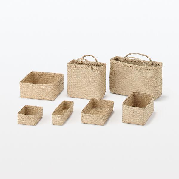 LOHACO - 無印良品 シーグラス 網代編み 整理かご 長方形 中 ハーフ 約